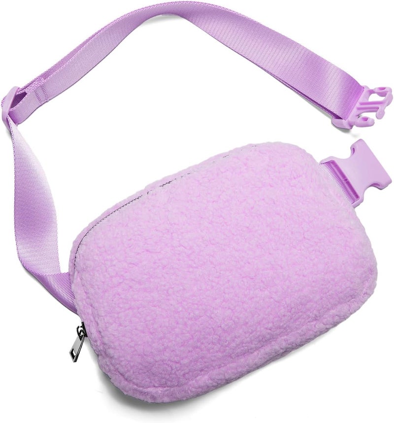Gitus Fleece Belt Bag Sherpa Fanny Pack Crossbody Bags for Women Fashion Waist Packs with Adjustable Strap for Gym Travel Hiking Running Trending Gifts for Teen Girls Women Men (Lavender) - Image 1